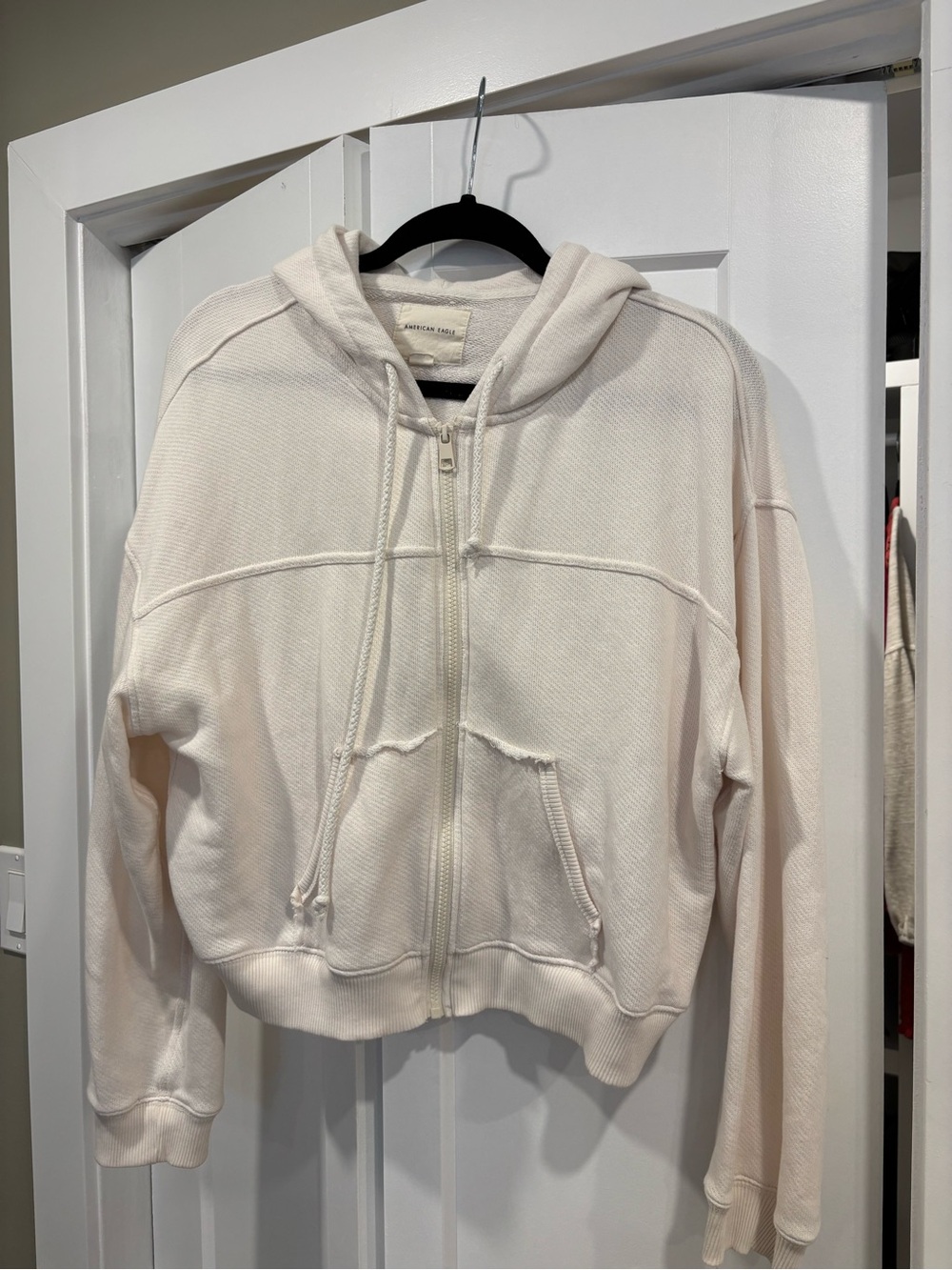 Aerie Women's Cream Zip-Up Hoodie Jacket
